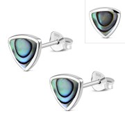 Large Abalone Shell Triangle Stud Silver Earrings, e325